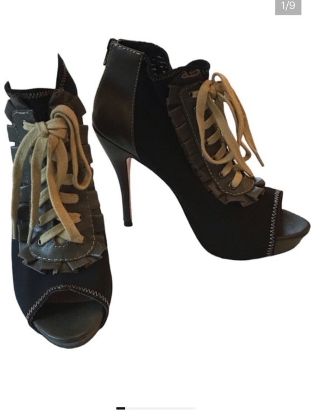 Betsey Johnson Open Toe Lace Up 5” High Heels Booties Women’s Shoes size 8